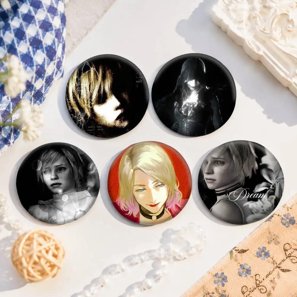 A-S-Silent Hill Cartoon Round Brooches On Backpack Jacket Acrylic Button Pins Collection Gifts