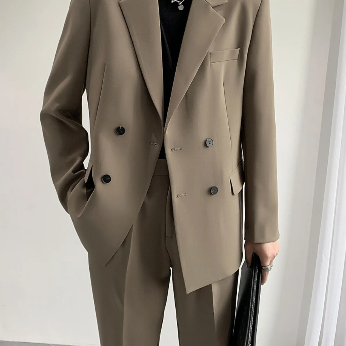 

Men's Suit Coat Jaet JK orm Top Long Sve Polyester Fiber Pure Color Casual Sle Regular Length Loose Fit