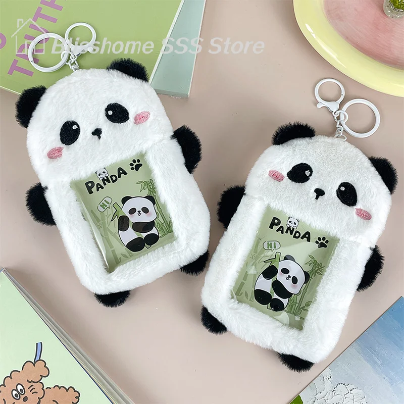【S】Kawaii Cartoon Panda Photocard Holder Plush Cute Student Card Holder Kpop Idol Photo Sleeve School Stationery Brand New