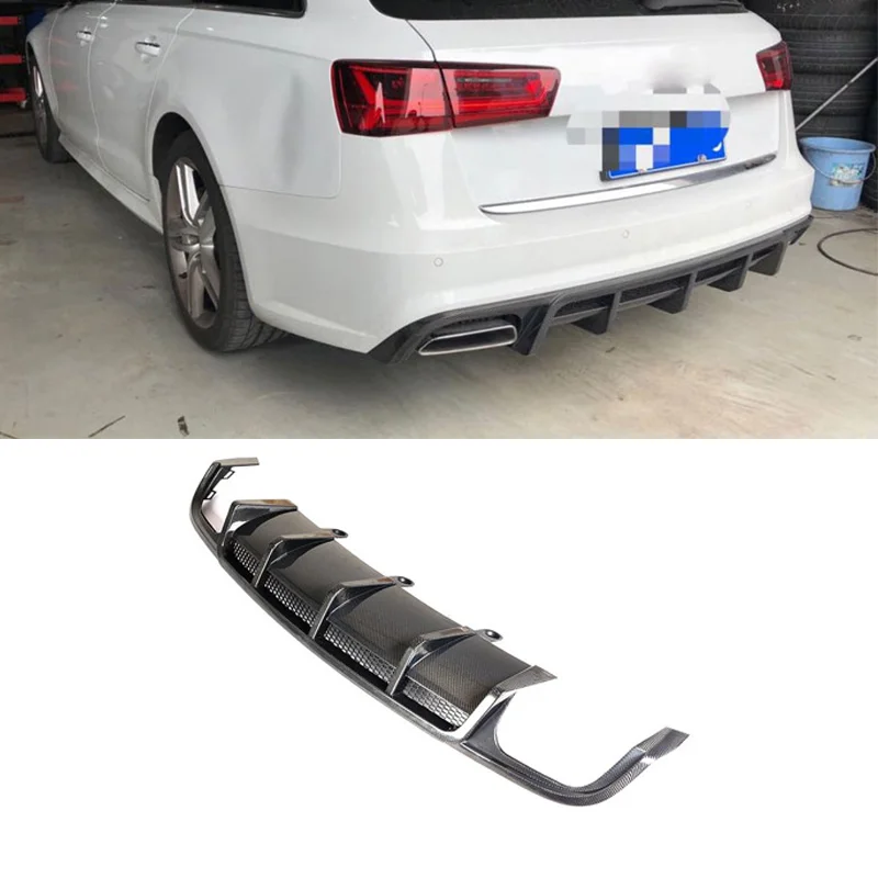 A6-SLINE S6 Carbon Fiber Rear Bumper lip Diffuser Fit For AUDI A6-SLINE S6 2015-2018, 100% Tested Well