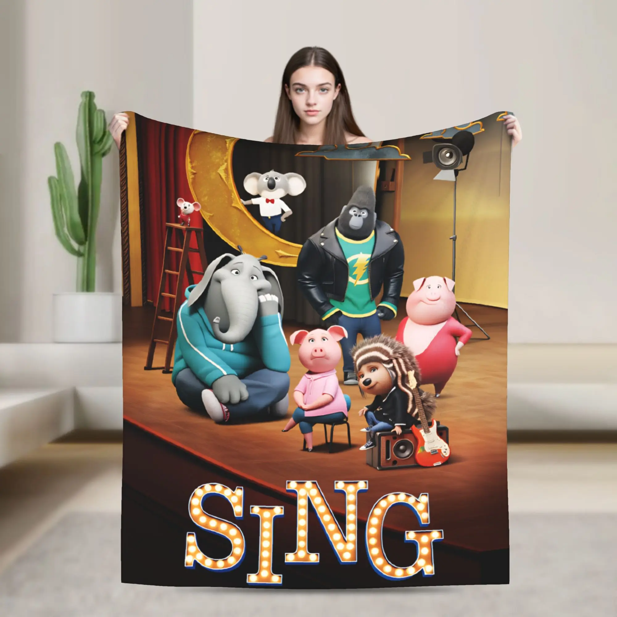 Warm Soft Blanket Camping Sing 2 Movie Characters Buster Ash Bedding Throws  Flannel Bedspread For Couch Chair Sofa Bed Cover