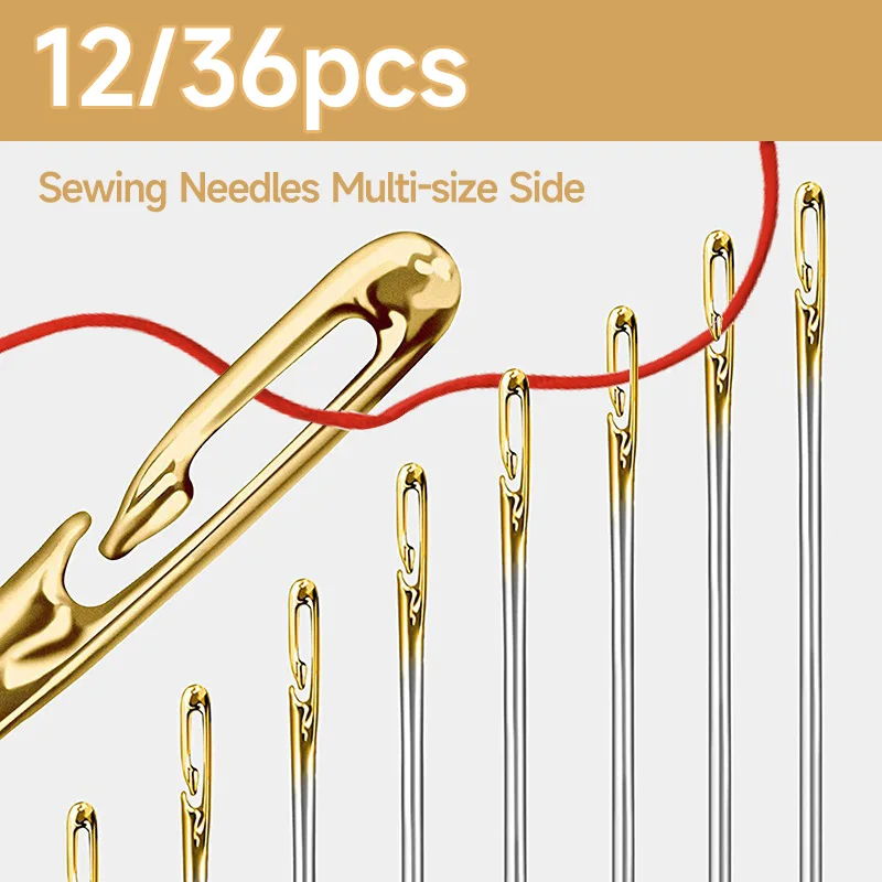 12/36PCS Sewing Needles Multi-size Side Opening Stainless Steel Darning Sewing Household Hand Tools Sewing Tools and Accessoires