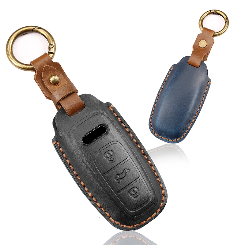 

For Audi Q8 RSQ8 A6 C8 S6 RS6 A7 S7 RS7 A3 8Y A8 D5 4N RS E-tron GT Q4 Q7 4M Leather Car Remote Key Case Cover Keychain Shell
