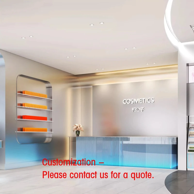 custom.Nakashima LED Plywood Shelf Display Cabinet Mall Use Cosmetics Beauty Salon Makeup Perfume Nail Polish Skin Care