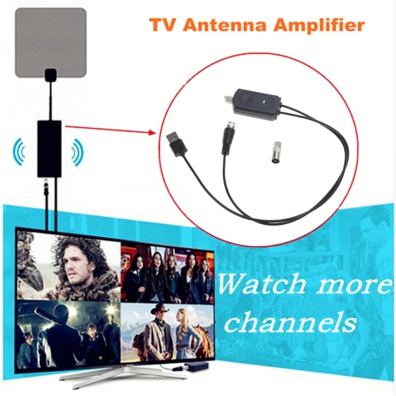 Penguat Antena Kuat Penguat Sinyal 25dB 1,5C-2V / Hitam