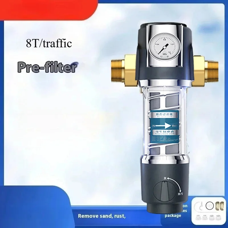 

40 Micron Whole House Spin Down Sediment Water Filter with Scrapper, Reusable Flushable Pre-Filtration System for City