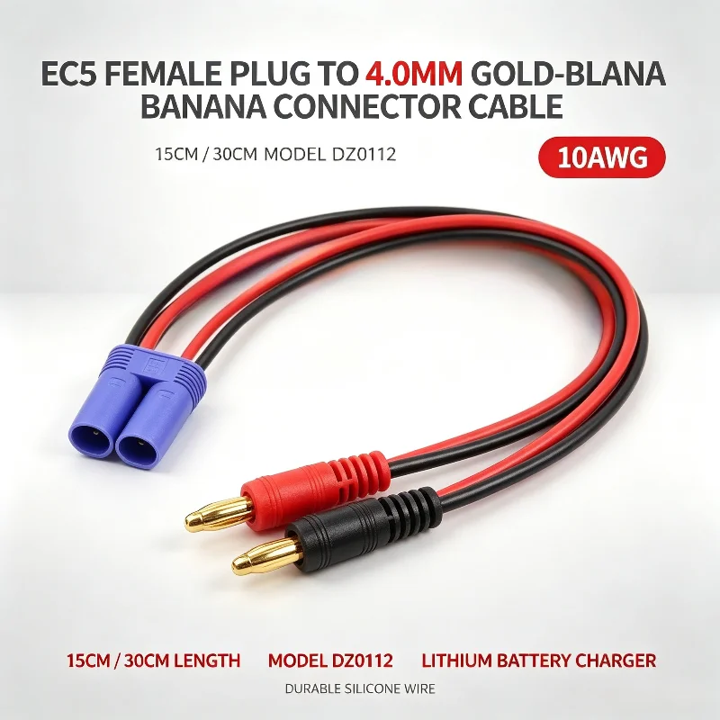 EC5 Female Plug Adapters To 4.0Mm Gold-Plated Banana Connector Cables 10AWG 15/30CM Long Model DZ0112 Designed