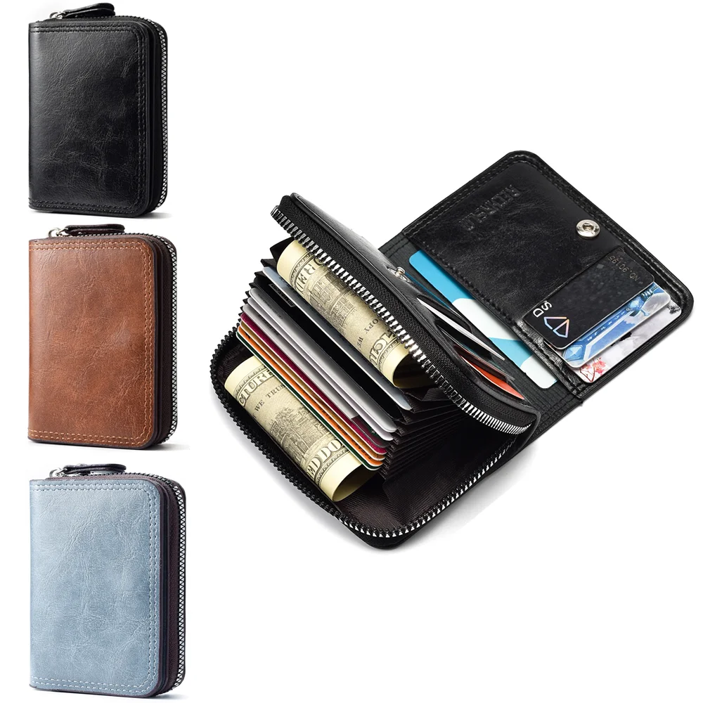 Vintage Collectible Coins - Men's Zipper Wrap-Around Wallet, Vintage Waxed