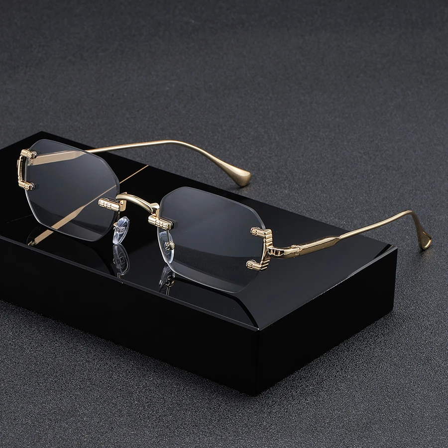 Modische Unisex-Brille, rahmenlose Retro-Paar-Trendbrille, geeignet für Straßenschießen und tägliche Pendelaccessoires.
