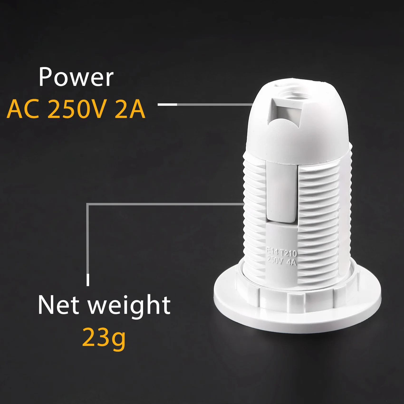 ABFKL Plastic Shell Screw Type E14 Bulb Light Lamp Holder Socket AC 250V 2A