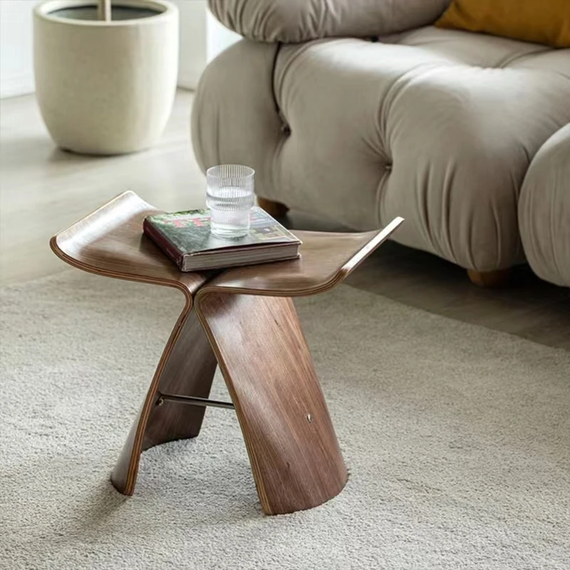 Creative Wood Butterfly Stool Solid Wood Living Room Chair Foot Stool Fitting Room Be Stacked With Log Low Stool Dropshipping