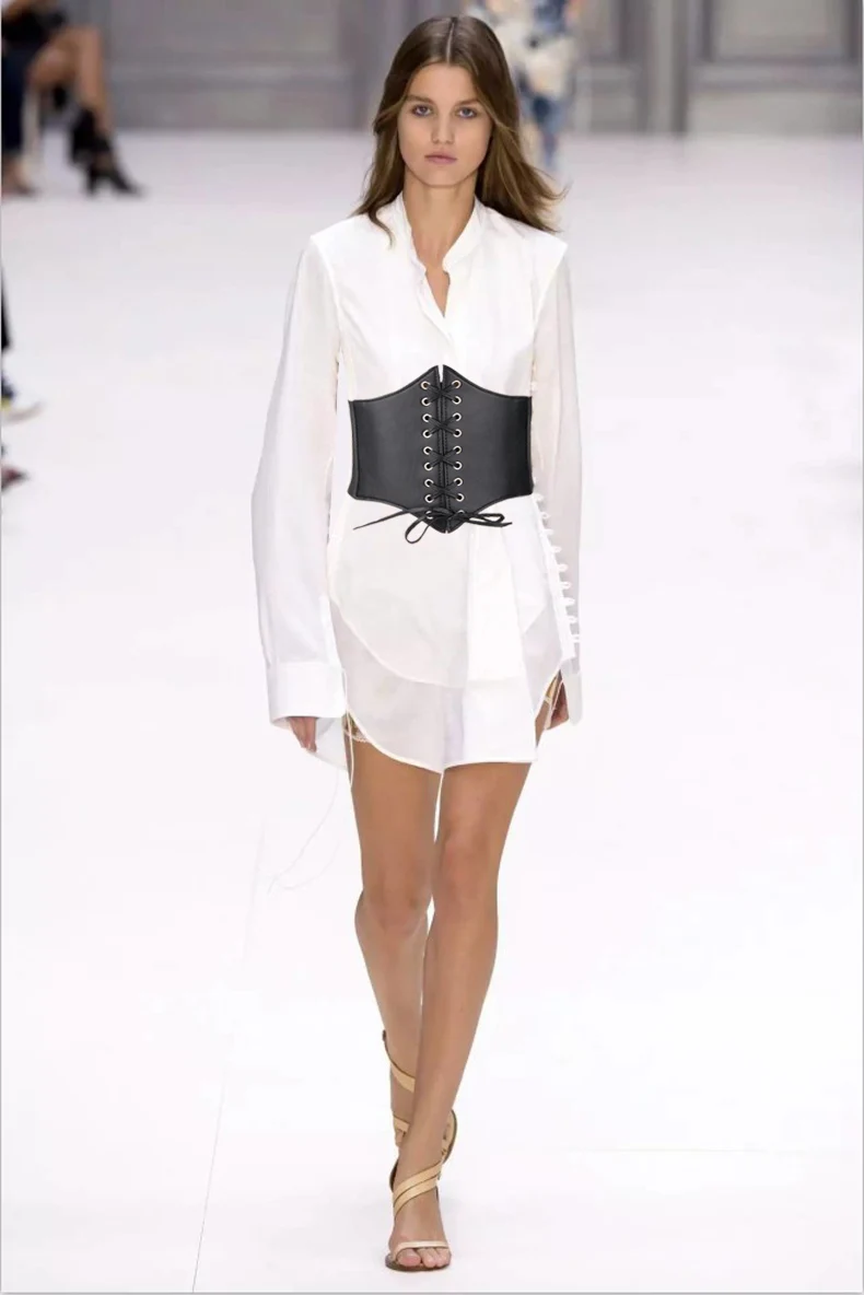 

Новый корсетный пояс в стиле панк, черный широкий ремень из искусственной кожи, утягивающий пояс для женщин, эластичный пояс с высокой талией, женский пояс-кумербанд, подарки