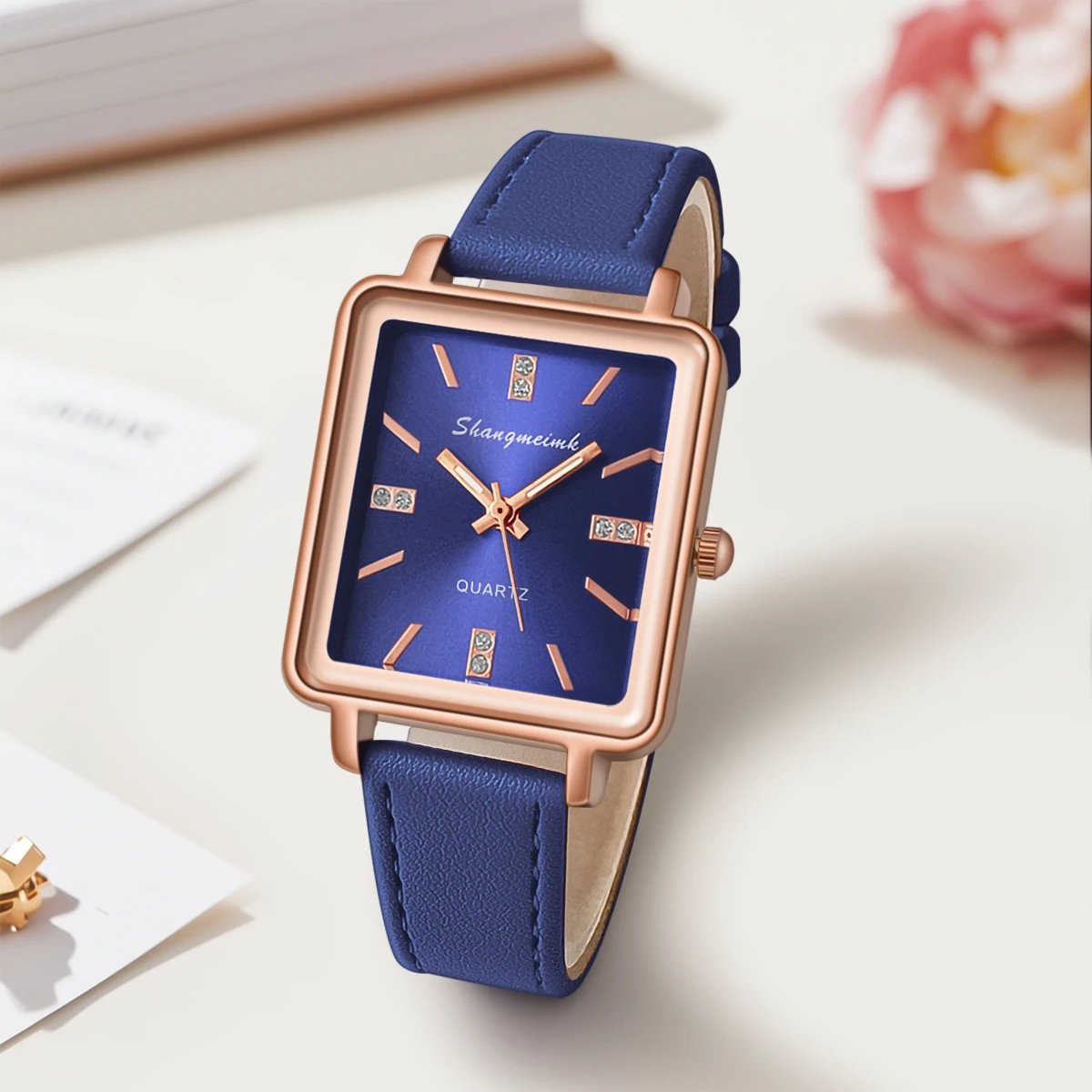 Fashionable Luxury Elegant Minimalist Women's PU Leather Quartz Wrist watch Student Business Gift