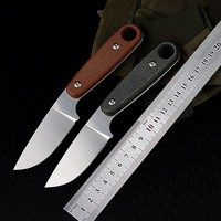 Hwzbben EDC Linen Handle Fixed Blade Knife D2 Steel High Hardness Outdoor Portable Fruit Knife Outdoor Knife Household Knife