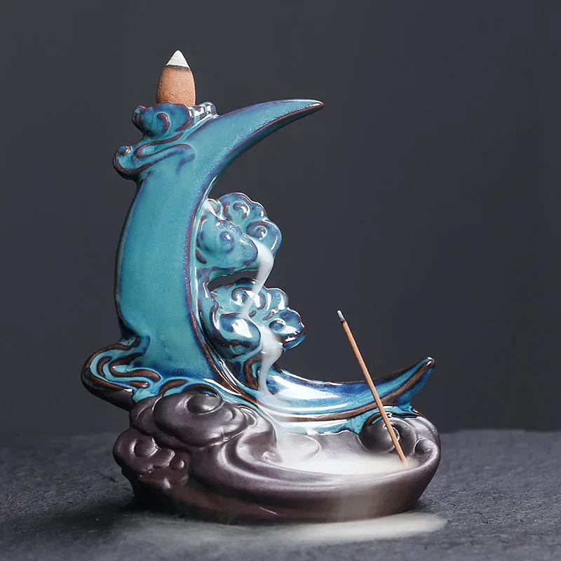 

Ceramic household indoor incense burner Zen decoration creative Moon reverse flow incense burner crafts home decoration