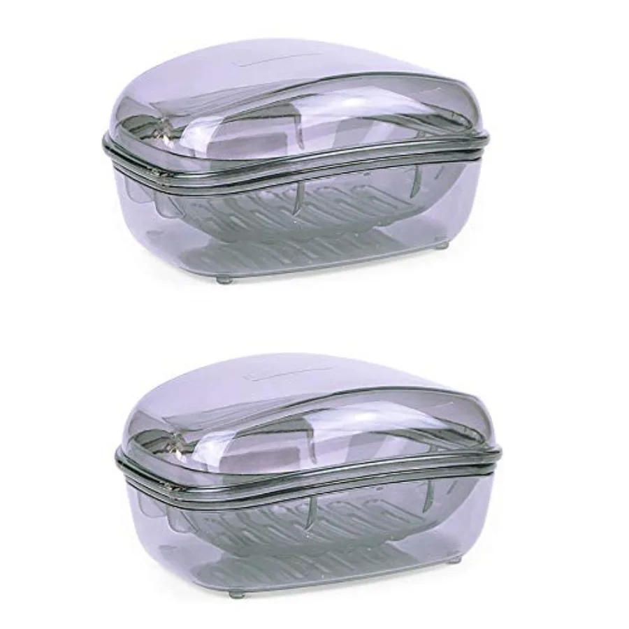 Transparent Plastic Soap Case Holder Portable Clear Soap Container Box for Home Kitchen, Large Size, Pack of 2