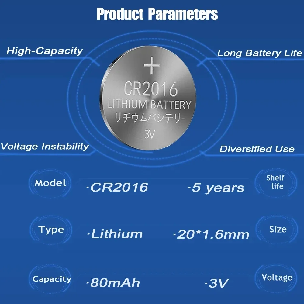 2-50PCS CR2016 Button Button CR 2016 DL2016 ECR2016 BR2016 3V Lithium Battery for Car Key Watch Remote Computer Motherboard