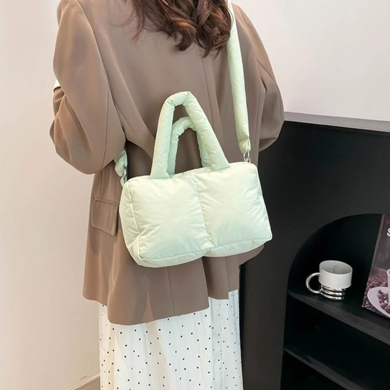 340D Women Shoulder Bag Top Handle Bag Puffer Crossbody Bag Quilted Handbag Purse