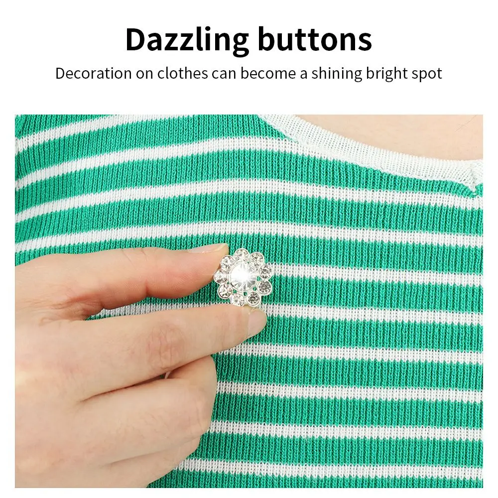 10Pcs/Set Clothing Accessories DIY Sewing Button Craft Decoration Scrapbook Accessories Shirt Buttons Metal Rhinestone Buttons