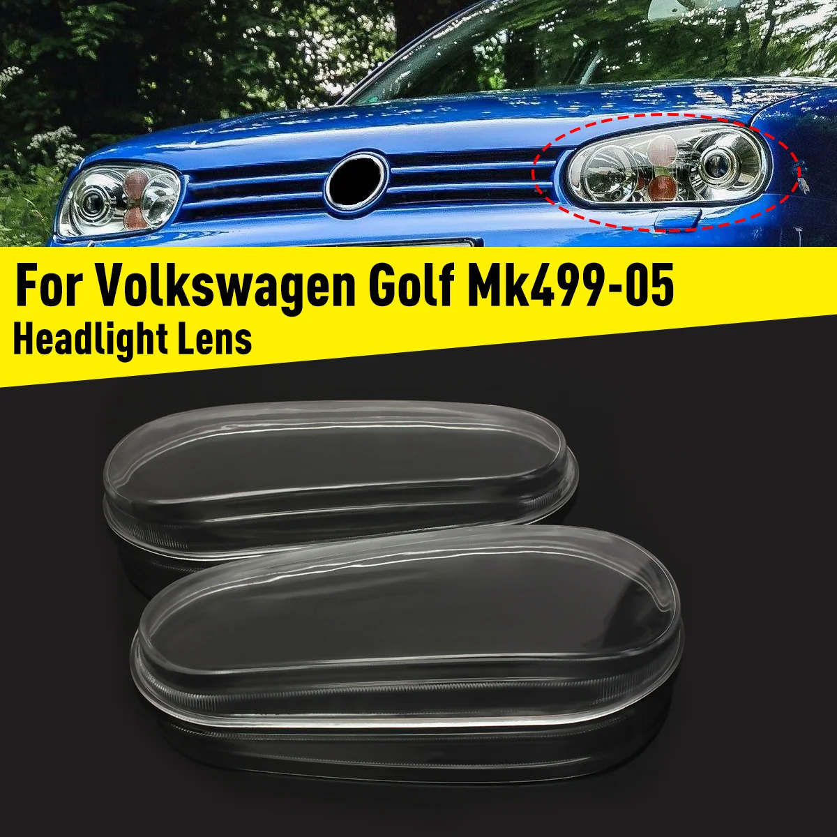 Pair Front Headlight Clear Lens Cover Clear Headlamp Shell For VW Golf 4 MK4 R32 1999-2005 Headlight Cover ransparent Lampshade