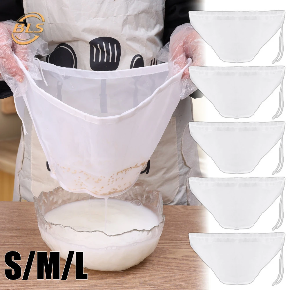 Nylon Filter Bags Bowl Type Anti-blocking Filtration Drawstring Filter Bag Reusable Easy to Clean