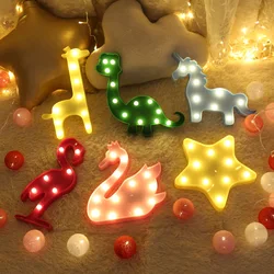 Luces LED de noche para niños, lámpara colgante de flamenco, unicornio, piña, Cactus, estrella, luminaria de pared, decoración, 30cm