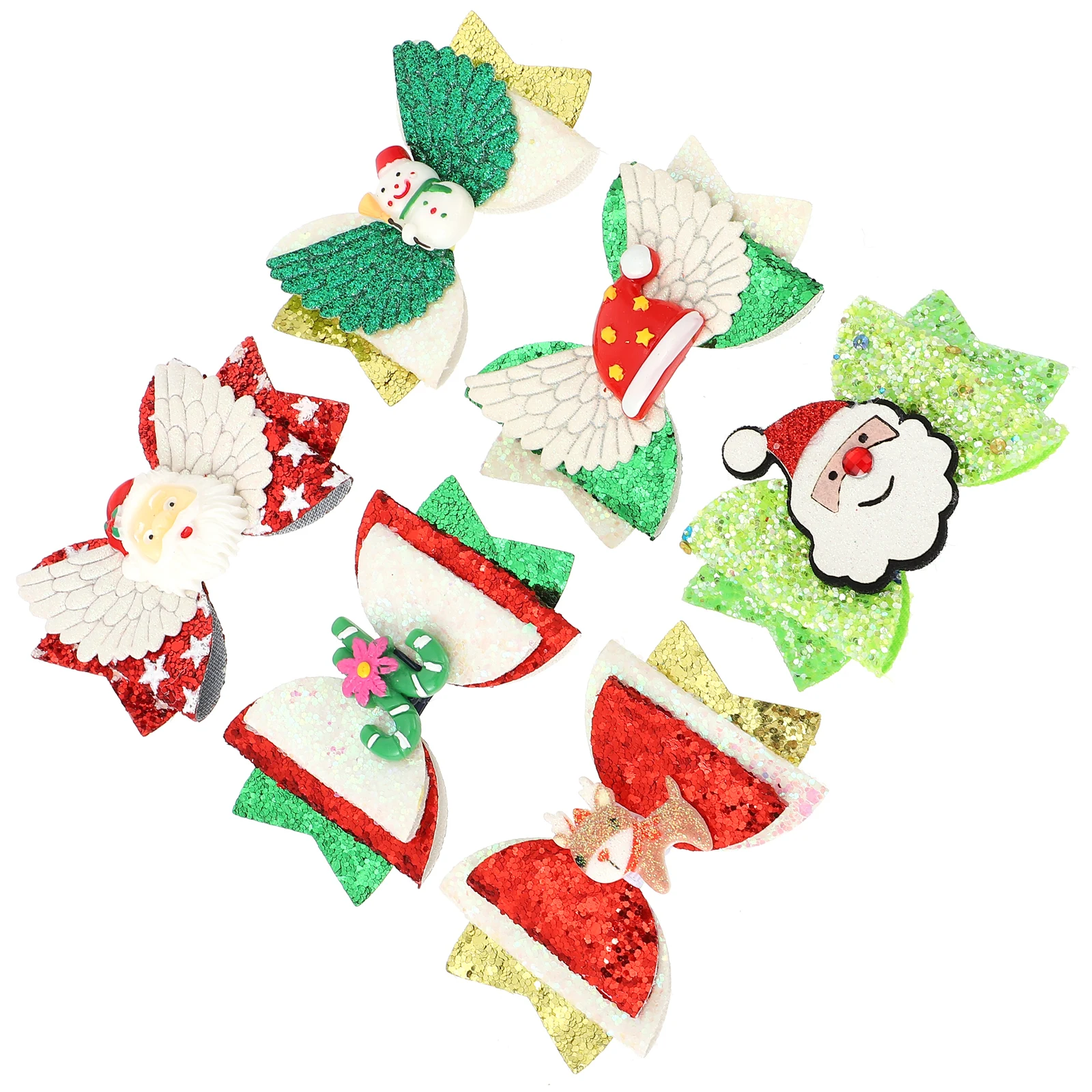 

6 Pcs Christmas Hair Clips Hairpins Cute Ribbon Bows for Girls Barrettes Headdress Child