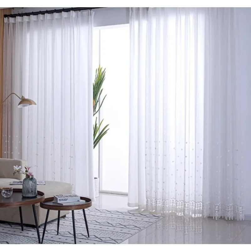 Light Luxury Diamond Water Soluble Embroidery Exquisite Embroidery Gauze Curtain Living Room Bedroom Balcony Curtain