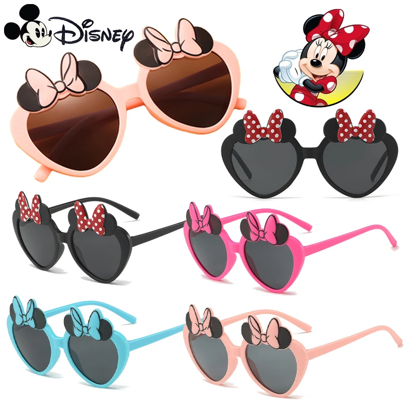 Kawaii Disney Minnie Mouse okulary przeciwsłoneczne dla dzieci zaopatrzenie firm Outdoor okulary przeciwsłoneczne ochronne UV akcesoria urodzinowe dla dziewczynek