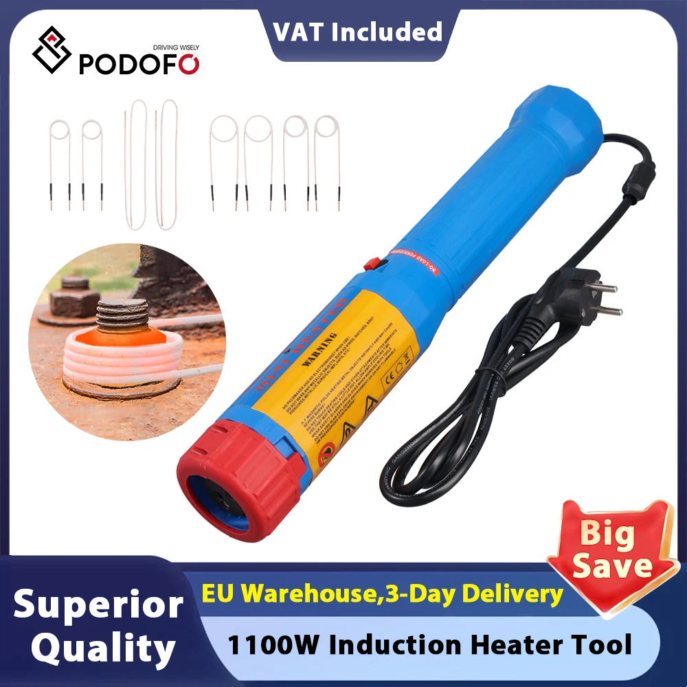 Podofo outil de chauffage à Induction magnétique portatif 1100W avec 8 bobines Kit de chauffage à Induction magnétique voiture chauffage sans flamme réparation de voiture