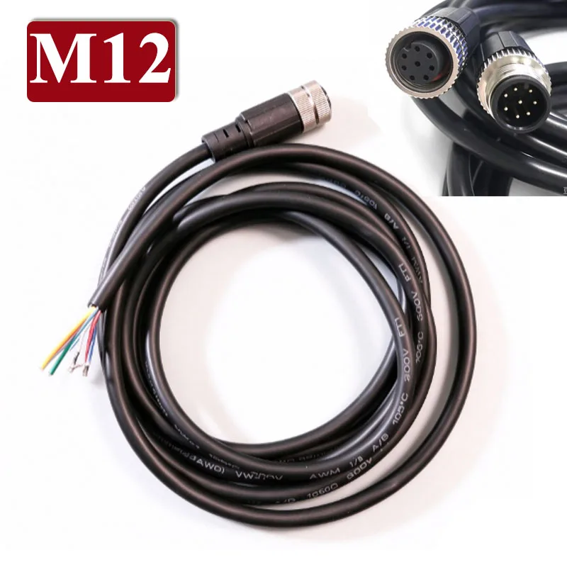 M12 4 5 6 8 12 Pin Plug Socket Male Female IP67 Waterproof Aviation Plug Sensor Cable A Coded Straight 90Deg Flange Robot Vision