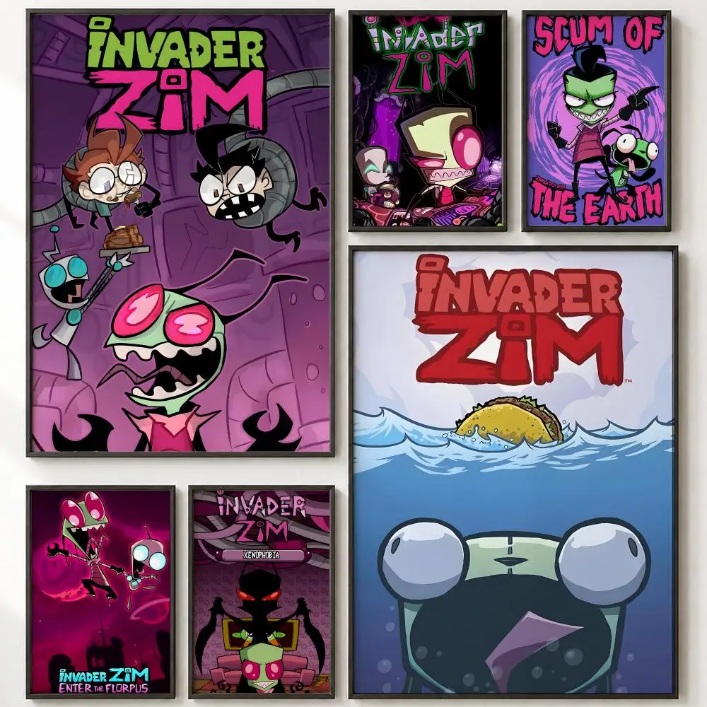 Comic Invader Zim Poster HD Poster Wall Art Self-Stick No-Residue for Home Cafe Office Great Gift