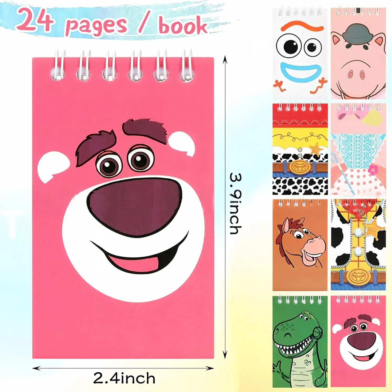 12-teiliges Set Cartoon-Film-Spielzeug-Thema Woody Buzz Mini Spiralnotizbuch Memo-Block Tragbarer Taschen-Notizblock Schreibwaren Weihnachtsgeschenk – Detail 2