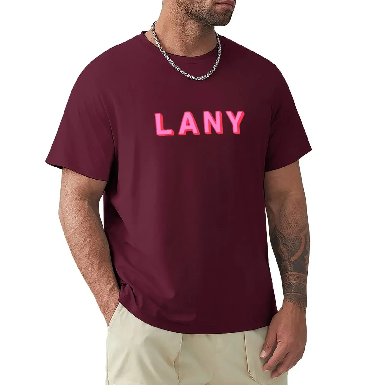 LANY PR T-Shirt man graphic tees Men's t-shirt heavyweight Round Neck harajuku men clothing oversized streetwear 2024 Outfits