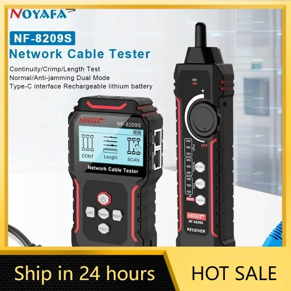 NOYAFA-POE Wire Checker com display LCD, LAN Test Network Tool, Scan Cable Tester, Display LCD, Medir o comprimento, Cat5, Cat6, NF-8209S