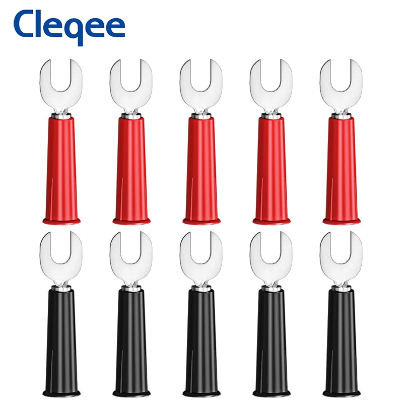 Cleqee P4002 10PCS 5Color (in width) 6mm Insert Type U Type And Y Type Insert Harpoon Welding Insert 4mm banana plug