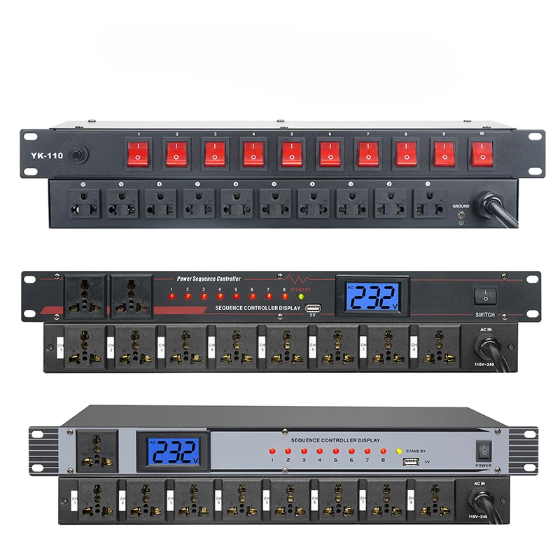 Professional Stage 8/10-channel High-Power Power Sequencer Universal Socket Sequence Controller With Independent Switches