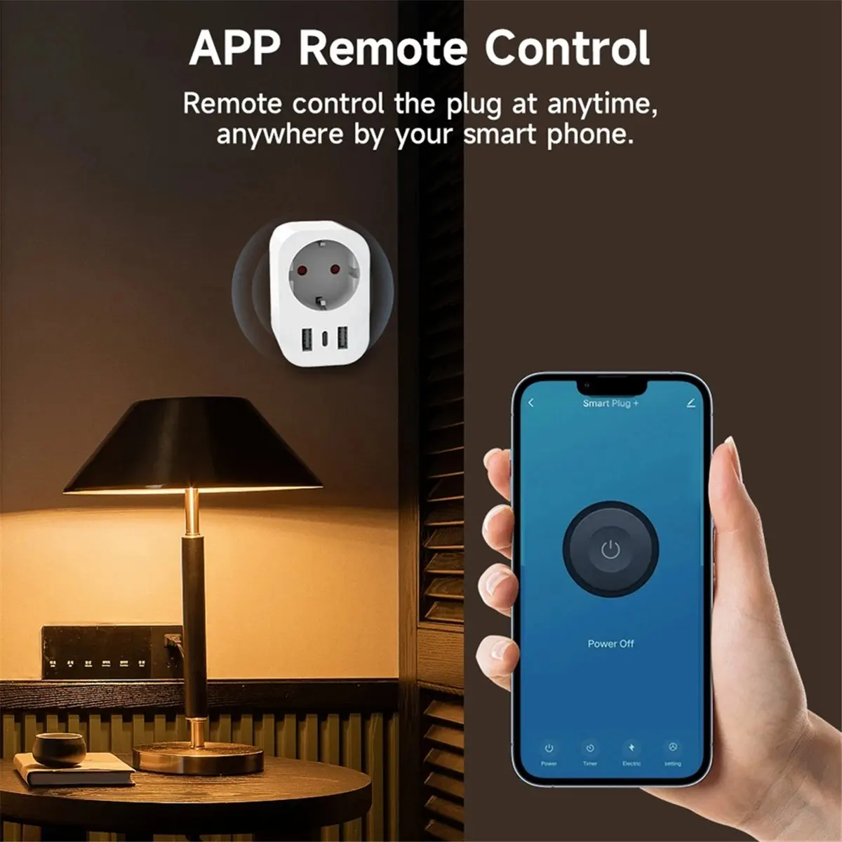 16A Tuya Smart Plug Socket with PD Fast USB Ports Power Monitor Timing and Countdown Smart Home Via Home EU PLUG