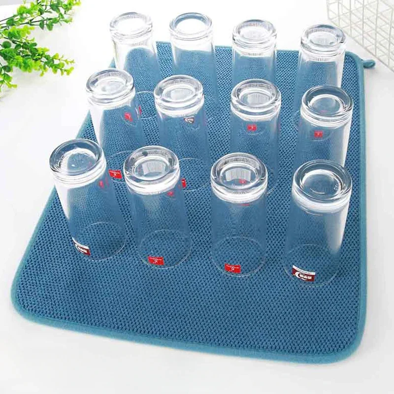 Table Dish Dryer Mat 30*40cm Rectangle Dish Drying Mats Drain Pad Grid Water Filter Heat Resistant Table Placemat Kitchen Tools