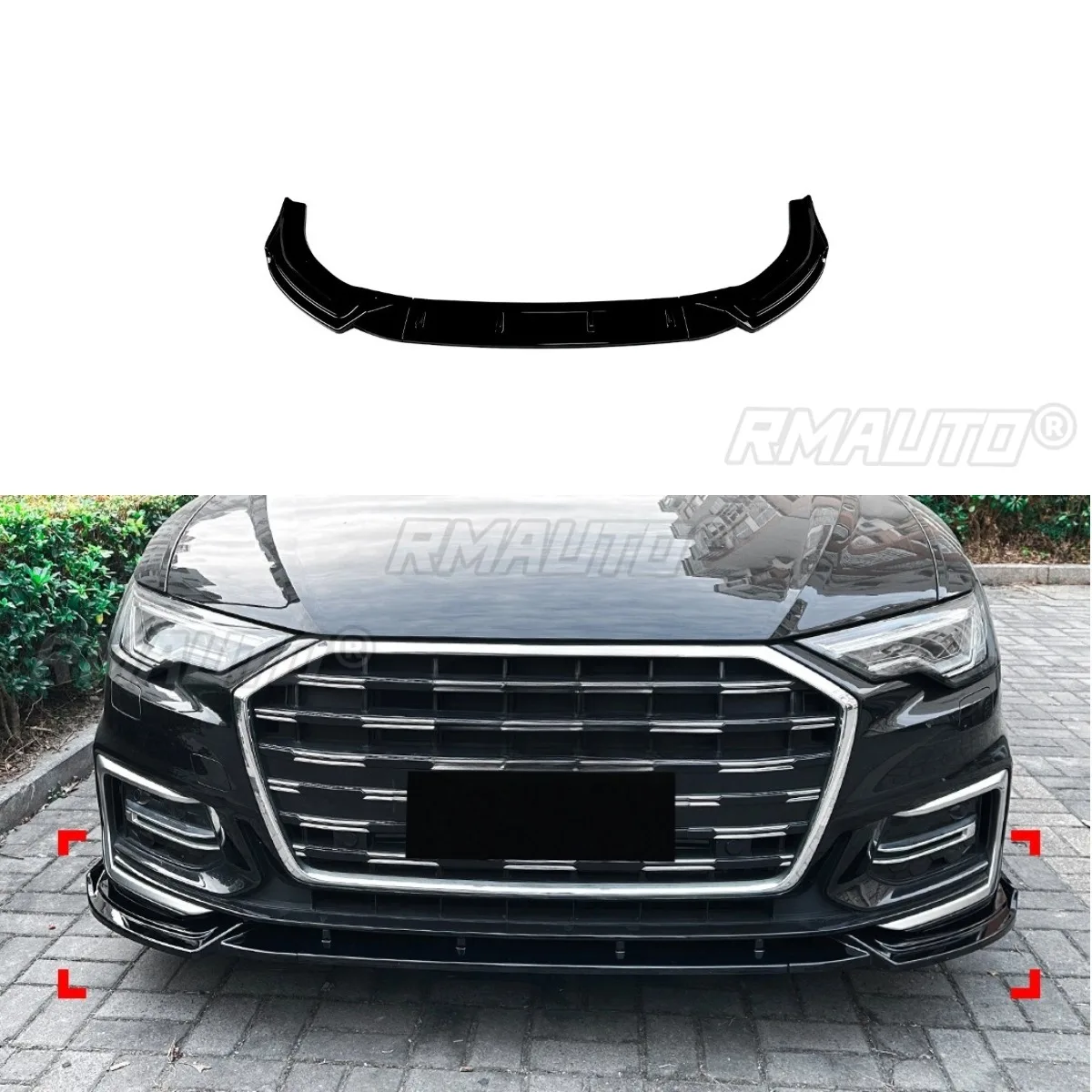 

For Audi A6 C8 Sline Car Front Bumper Lip Splitter Diffuser Spoiler For Audi A6 C8 Sline 2018-2025 Bumper Cover Car Accessories