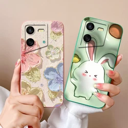 Cases For Tecno Pova 5 Pro Phone Soft Case Liquid Silicone Cute Rabbit Cartoon Pattern Back Covers For Tecno Pova5 5Pro Fundas