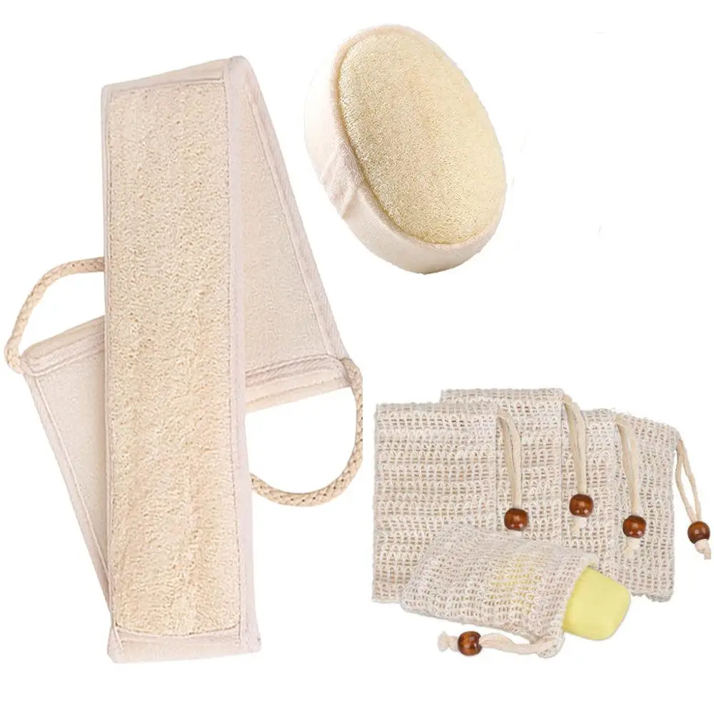 

3pcs Natural Loofah Body Scrubber Set Sisal Back Scrubber Loofah Sponge Pad and Sisal Soap Saver Exfoliating Organic Shower