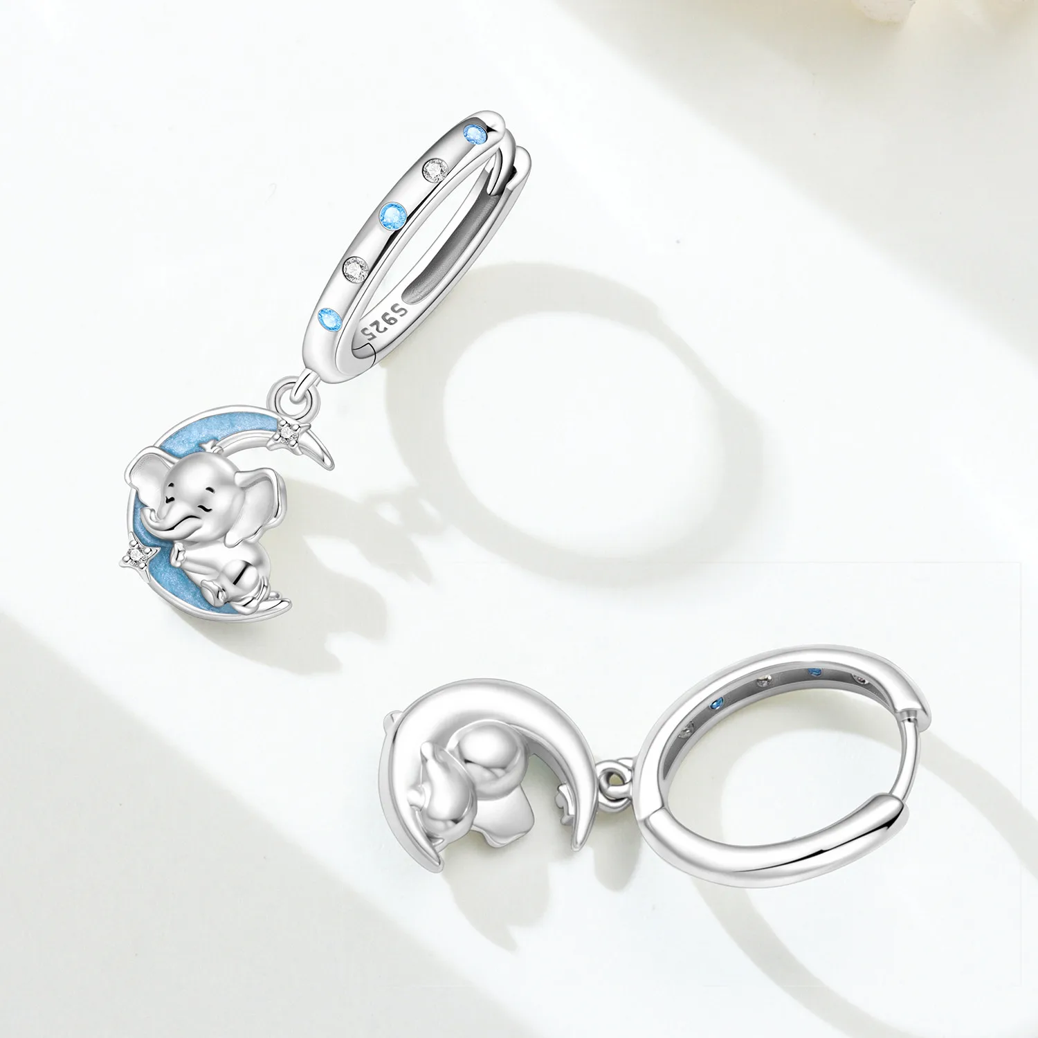 MISEFF 925 Sterling Silber Niedliche Elefanten-Ohrringe mit Zirkonia, Tier-Ohrringe, Hypoallergener Schmuck, Geschenk für Frauen und Mädchen