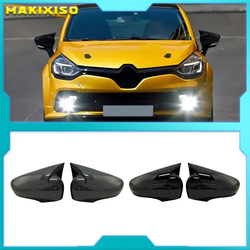 Bat Side Mirror Cover for Renault Clio 4 IV 2012-2020 RS GT Shiny Piano Black Tuning Auto Sport Bat Design
