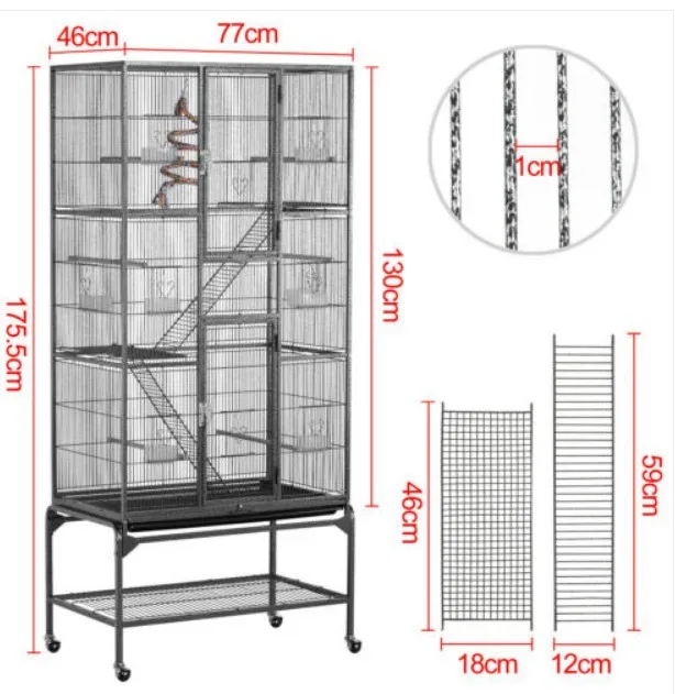 

Metal Big Size Large Pet Parrot House Pet Cages Bird Breeding Foldable Large Bird Cage