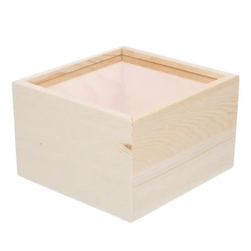 Unfinished Wooden Treasure Box Vintage Treasure Chest Gift Packing Box with Clear Lid