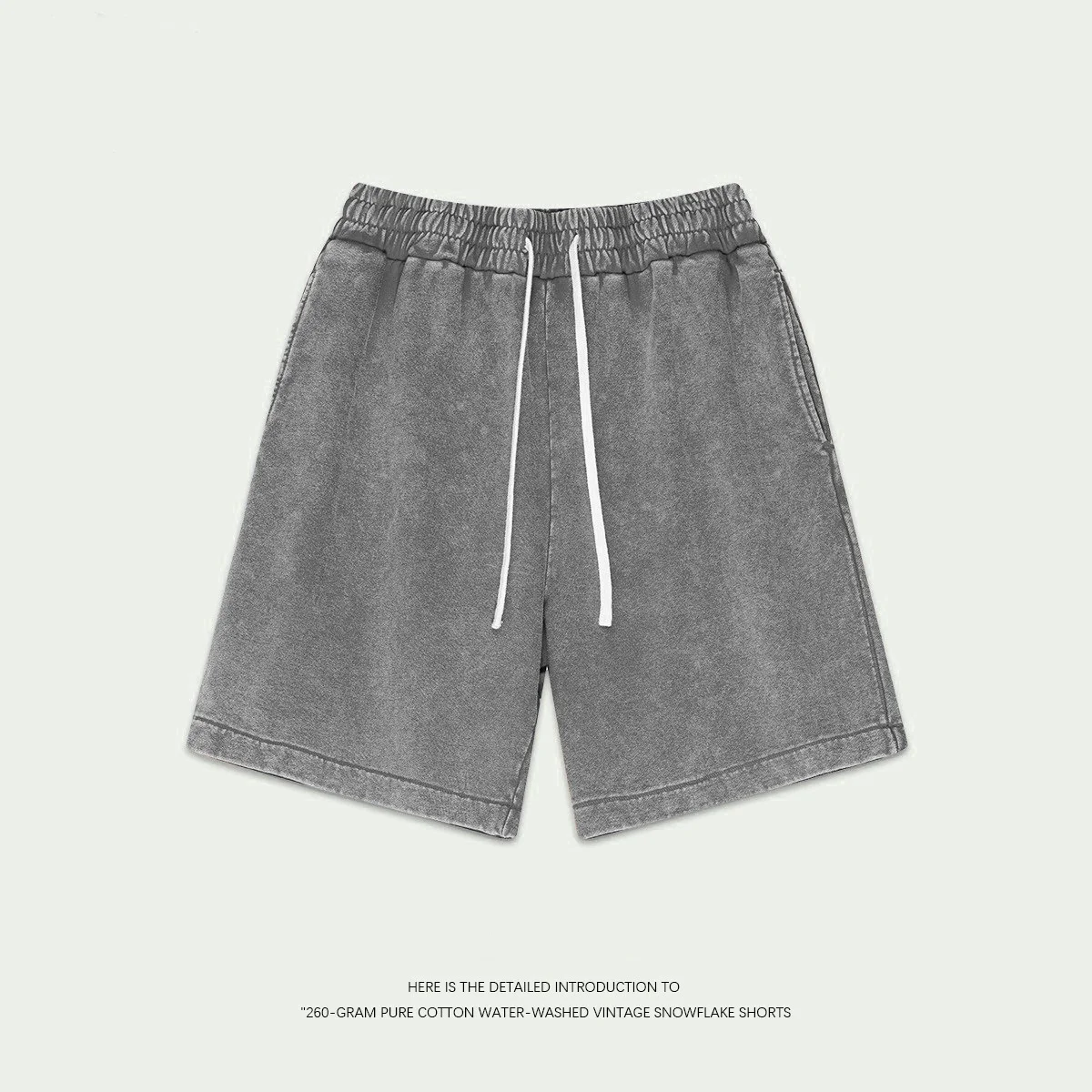 

320G Heavy Washed Old Shorts Men's Summer Pure Cotton Batik Double Yarn Loose American Retro Shorts gym shorts