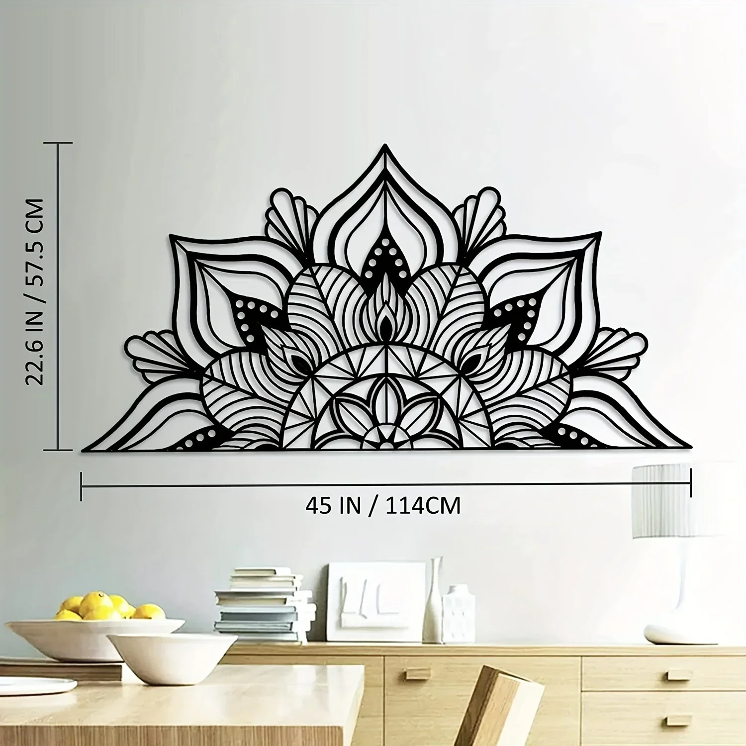 

Hello Young Large Metal Mandala Wall Hanging Decor Unique Lotus Flower Home Decor Art Black Kitchen Bathroom Art Bathroom Corri