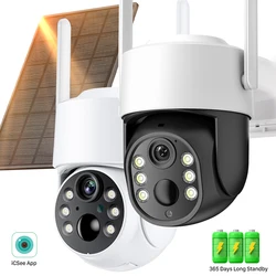 HD 8MP 4K Solar Battery Powered Wireless Security Camera Color Night Vision PIR Human Detection WiFi Outdoor IP Camera iCSee App