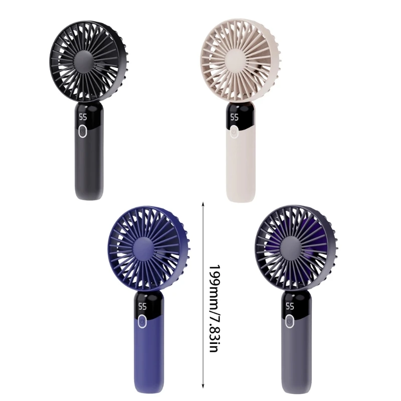 Ventilador portátil potente, ventilador mano 6 velocidades, pequeño ventilador escritorio con pantalla Digital, para